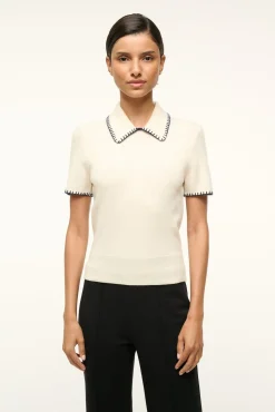 STAUD WINDSOR TOP IVORY NAVY